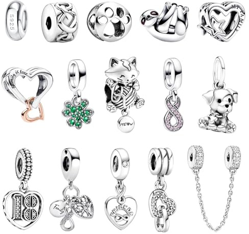 MLPKOI 14PCS Charms, Amour Pendentif, Pendentif en forme de Coeur D'amour pour les Femmes, Femme Breloque Bracelets Colliers Pendentifs, pour mère idée cadeau pour voyage ou anniversaire