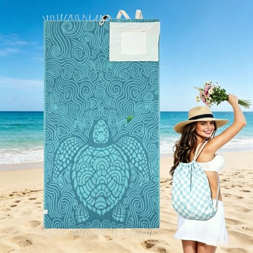 2 in 1 beach towel bag, 2-in-1 Convertible Towel & Backpack with Inner Zip Pocket & Sand-Repelling Fabric - Oversized Microfiber Wearable Beach Bag (#F)