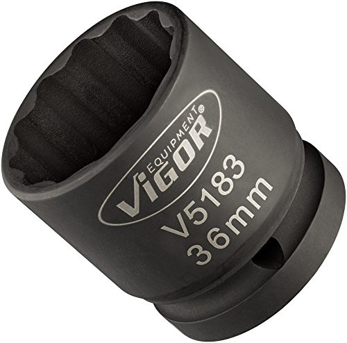 Vigor Kraft-Steckschlüssel-Einsatz (Vierkantantrieb 20 mm (3/4 Zoll), Außen-Doppel-Sechskant Profil 36 mm, extra dünnwandig) V5183 | 3/4 Zoll (20 mm) Vierkant hohl, Antrieb 3/4 Zoll (20 mm) Vierkant hohl, Abtrieb Außenprofil Doppelsechskant, SW 36 mm, 340 g