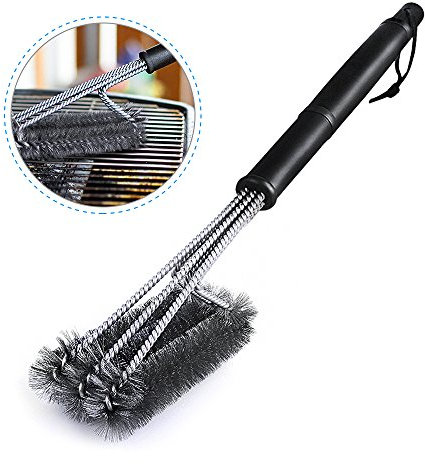 omitium Brosses à Barbecue, 18 3 en 1 Brosses Nettoyage Barbecue Acier Inoxydable Cuisine Nettoyage Brosse Long Manche Brosses à Barbecue pour BBQ Barbecue Outils - Noir