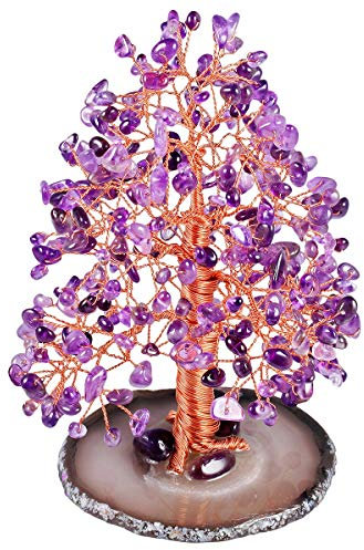 KYEYGWO Geld Baum auf Achat Basis Bonsai Skulptur Figur für Glück Reichtum Gesundheit 5-5,9 hoch gewickelt