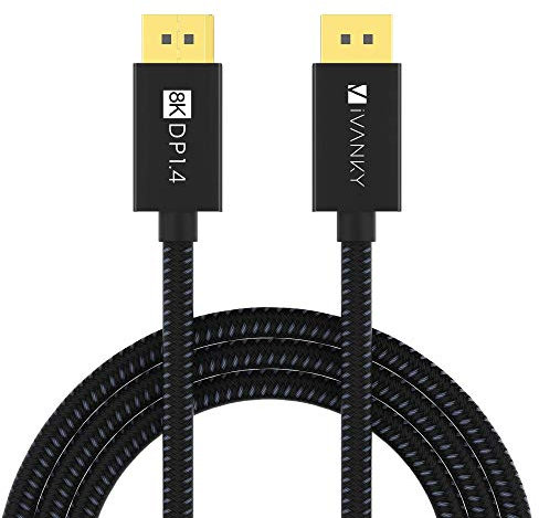 IVANKY DisplayPort Cable 8K [VESA Certified], DP 1.4 Cable 3M, High Speed Support 8K@60hz, 4K@144hz, 2K@240Hz, HBR3 Support 32.4Gbps, HDCP 2.2, Compatible with Laptop, PC, Gaming Monitor, TV - Nylon