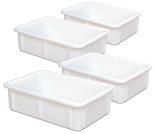 4 tunglastbehållare, LxBxH 600 x 400 x 165 mm, vit, 30 liter, livsmedelssäker