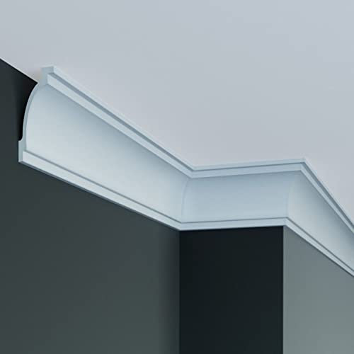 PROVISTON | Deckenleiste | 50 x 70 x 2000 mm | Polyurethan | Weiß | Hochwertig | Stuckleiste | Modern | Robust | Langlebig | Stoßfest | 30 Meter
