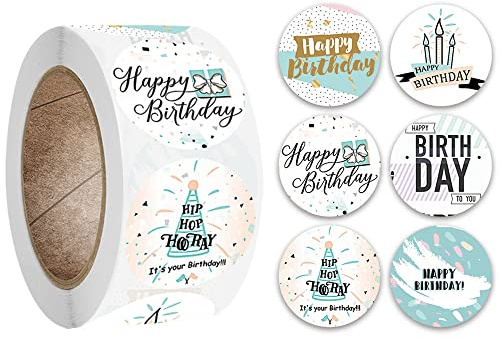 Grattis på födelsedagen klistermärke 500 st självhäftande klistermärken paket scrapbooking klistermärken för gåvor hantverk kuvert tätning godis kaka födelsedagsfest tillbehör (typ 4)