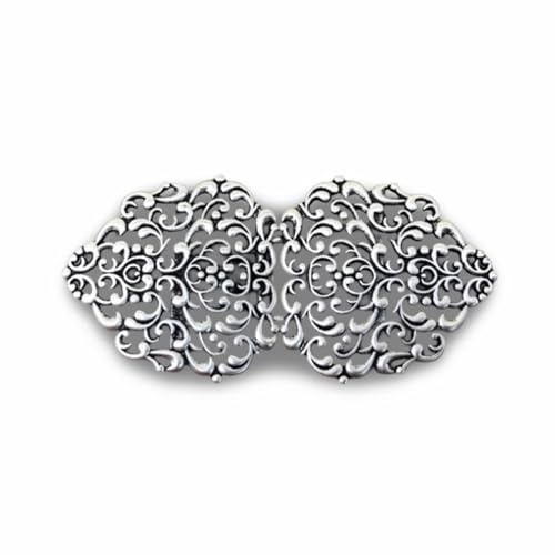 Hartmann-Knöpfe Fabulous bright silver, colours, rather matte, costume aprons, dirndl clasp, clasp, metal, 70 mm x 35 mm (1 piece)