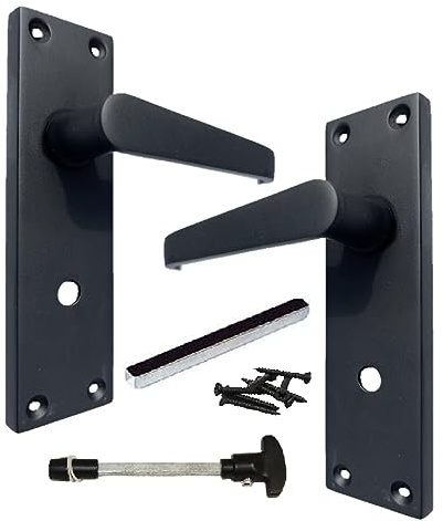 DISCOUNT HARDWARE UK Door Handles Bathroom Lock Victorian Straight Matt Black 1-5 Sets Internal Latch Handle (2)