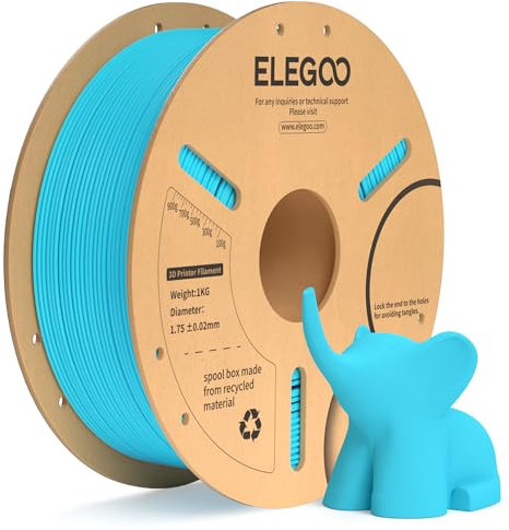 ELEGOO PLA+ Filament 1.75mm Himmelblau 1KG, PLA Plus 3D Drucker Filament, Härter und Stärker Filament-3D-Druckmaterialien, Maßgenauigkeit +/-0,02mm, Kompatibel mit den 3D Printer(1KG/Spool, 2.2lbs)