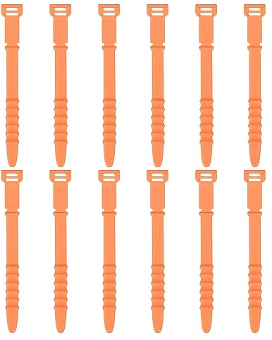 uxcell 12Pcs Silicone Cable Ties 4.5 Inch Reusable Wire Ties Elastic Cable Cord Organizer Straps for Cords Wire USB Charge Management Food Storage, Orange
