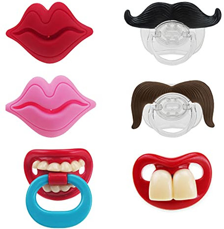 Gotrain 6 x Baby-Schnuller, lustige Lippen, weiches Silikon, niedliches Schnuller-Design mit Kusslippe, lustiger Schnuller für Schießrequisiten, Weihnachten, Halloween-Party