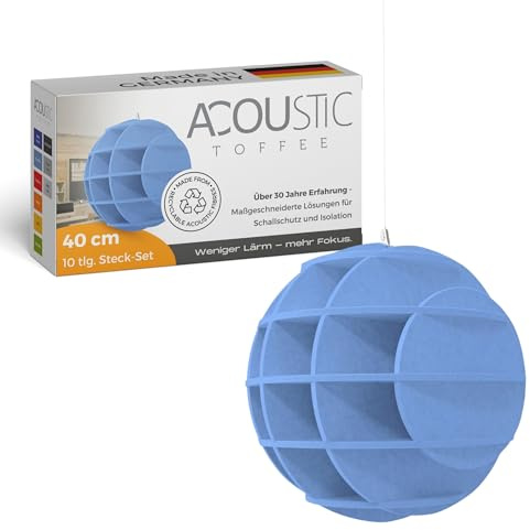 platino24 SATELLITE 3D-Akustik-Objekt Kugel für optimale Raumakustik I Schallabsorber für Decke in innovativem Design I Durchmesser: 40 cm I Recyclebares & anhaltendes Absorber-Element