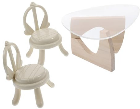 ibasenice 1 Satz Tischstuhlmodell Mini-möbel Aus Acryl Mini-esstisch Puppenstuben-Tee-couchtisch Puppenhaus-Tee-couchtisch Mini-tischstuhl Puppenhaus-esstisch Kleiner Esstisch Miniatur