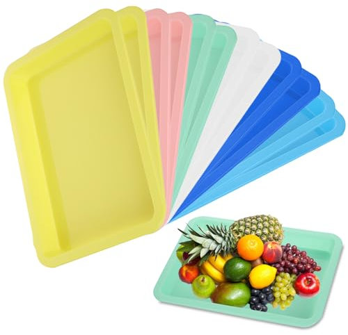 12 Stücke Kunststofftablett, Kunststoff Tablett, Serviertabletts Tablett aus Kunststoff 24.5*18.5cm Servierplatten Aktivitätstabletts für Kunsthandwerk DIY-Projekte Organisieren von Perlen (6 Farben)