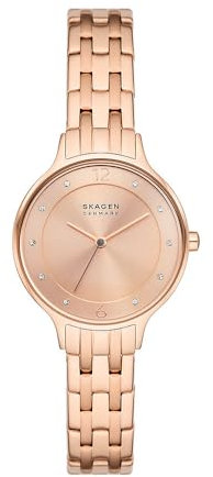Skagen Anita Lille Uhr für Damen, Quarzwerk mit Edelstahl- oder Lederarmband, Rose-Gold-Ton, 30MM