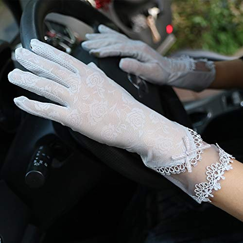 SePkus Damen-Sonnenschutzhandschuhe, Touchscreen, rutschfest, atmungsaktiv, Kurze Spitze, Sonnenschutzhandschuhe (Farbe: Lila, Größe: Einheitsgröße) (Grau, Einheitsgröße)