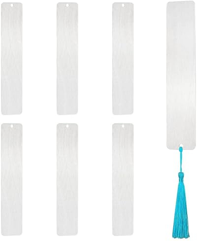 UNICRAFTALE 6 Stk 130mm Lange Metall Lesezeichen - Rechteckige Edelstahl Gravur Rohlinge für DIY Basteletiketten