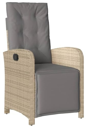 vidaXL Gartensessel mit Fußteil Verstellbar Beigemischung Poly Rattan