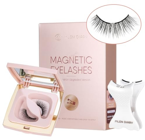 Mlen Diary Magnetic Eyelashes, Magnetische Wimpern Kit, Wiederverwendbare falsche Wimpern ohne Eyeliner, Upgraded 3D Dual Magnetic Eyelashes (07 Ballet Fairy)