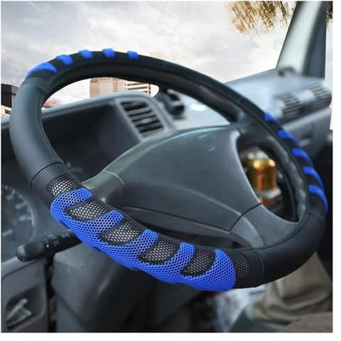 BLAU PU-Leder-Lenkradabdeckungen Für Auto-Bus-LKW 36 38 40 42 45 47 50 cm Durchmesser Auto-Lenkradabdeckung Lenkradbezug Auto Lenkrad Bezug Lenkradbezug Leder (Farbe : 40CM)