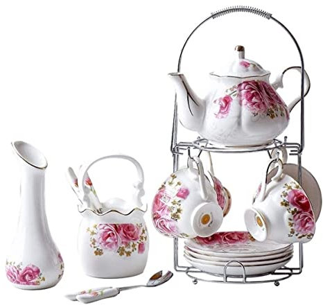 Juego De Te Juego De Té De Estilo Europeo Con Soporte, Taza De Té, Plato, Cesta De Almacenamiento, Jarrón, Juego De Tetera, Taza De Café, Taza De Té, Juego De Té Juego De Cafe