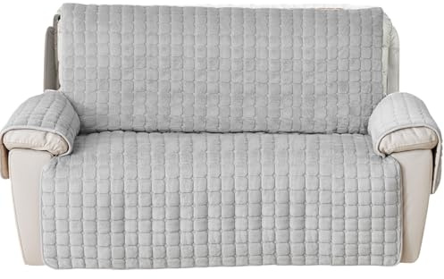 CFPLeHiYS Sesselschoner für Relaxsessel Sesselüberwurf mit Armlehne Sesselauflage Anti-Rutsch Fernsehsessel Schonbezug Sofa Armlehnenbezüge Sesselbezug für Haustieren Hund(Grau,3 Sitzer (167*190cm))