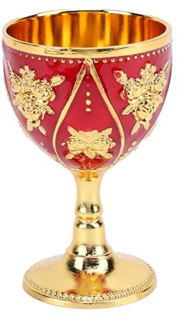 Copa, Copa de Vino de Metal de Cáliz con Aleación de Zinc de Estilo Retro 30 Ml para Uso Doméstico (oro rojo)