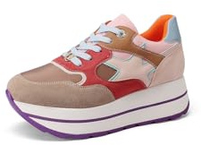 QUEEN HELENA Chaussures à plateforme montantes - Sneakers décontractées pour femme X32-32, 38 EU