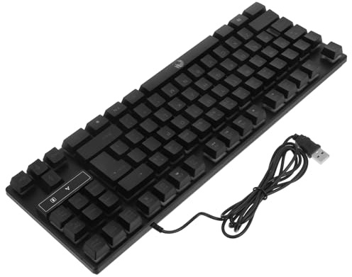 UKCOCO Teclado Mecánico Retroiluminación de 87 Teclas para Juegos | Color Negro, Diseño Ergonómico y Teclas Luminosas, Carcasa Abs para Juego y Oficina