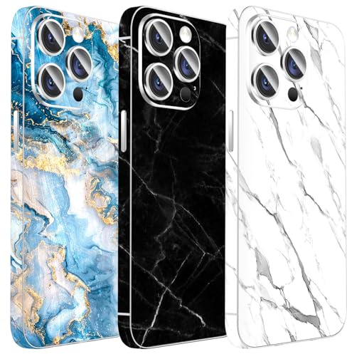 Kucheed 3 Stück Funkelnder Skin Schutz Kompatibel für iPhone 13 Mini, Glänzend Stein Genarbter Aufkleber für die Kanten, Passgenauer Rückenschutz/Luxus-Hüllen/Glitzernde Handy Dekorationen