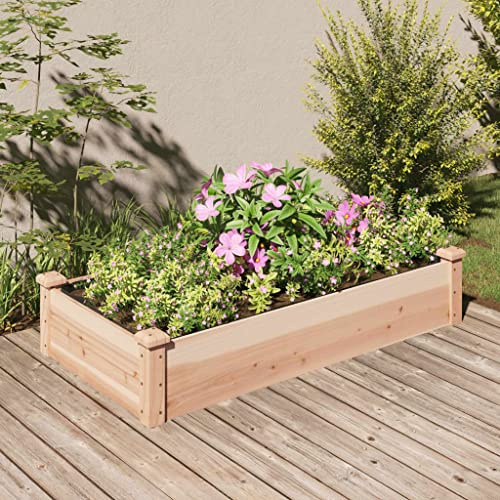 HaoChrymec Jardinera Elevada con Inserto de Madera Maciza de Abeto, Bancal Elevado para Huerto Urbano, Revestimiento Protector, Ideal para Jardines, Balcones y Terrazas, 120x60x25 cm