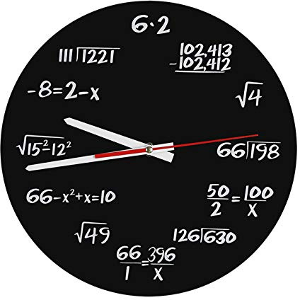 Acouto Orologio da parete matematico in acrilico, rompicapo, tracciatore del tempo, divertente e moderno, per gli amanti della matematica e gli uffici domestici
