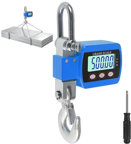 EFUTURETIME Balance Suspendue Numérique 500 KG, Balance À Grue Crochet Électronique en Aluminium avec Capteur Précis LCD Portable pour Chasse, Pêche, Ferme, L'usine, Pesage sur Quai, Bleu