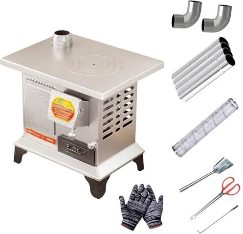 Estufa Leña Interior de Acero Al Manganeso para Interiores, Cocina de Leña, Combustión Secundaria, Horno de Gran Capacidad, Para Tiendas de Campaña, Interiores, Villas, Calefacción, Cocina Diaria