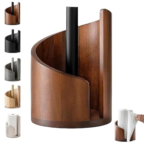 Mountain Papierhandtuchhalter, Mountain Paper Towel Holder, Arbeitsplatte Holz Küchenrollenhalter mit Metallhalterung, müheloses Einhand-Abreißen, für Jumbo- und Megarollen (Braun)
