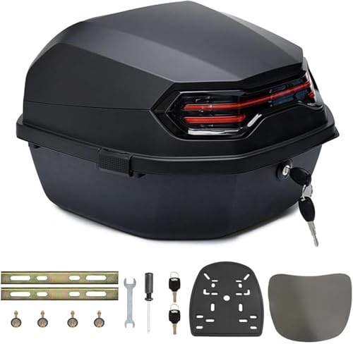 FUELIX Motorrad Topcase Für Roller 35L Motorradkoffer Heckkoffer Kofferraum Mit Rückenlehne Haltbar Universal Wasserdicht Staubdicht Motorräder Heckbox Für Moped, Mofa, Motorroller, Motorcycle D