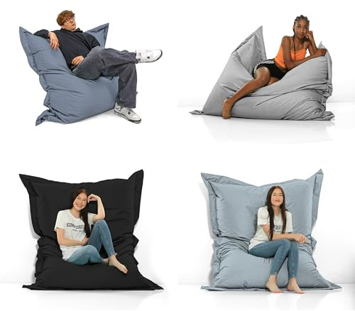 GlückBean Sitzsack 2-in-1 Funktionen Riesensitzsack für Erwachsene & Kinder - Gaming & Entspannen - Indoor & Outdoor da er Wasserfest ist - mit EPS Perlen (Anthrazit, 100X145 cm)