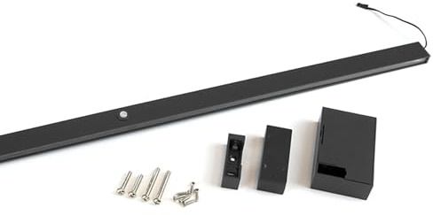 Emuca - barre de penderie pour armoire Castor avec lumière LED, batterie amovible et détecteur de mouvement, 708mm, Peint en noir texturé