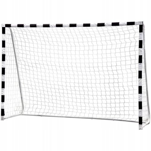 ENERO Fußballtor Netz 300x200x110 cm – Robustes Tornetz Weiß-Schwarz, Ersatznetz für Fußballtor, Wetterfest & Reißfest