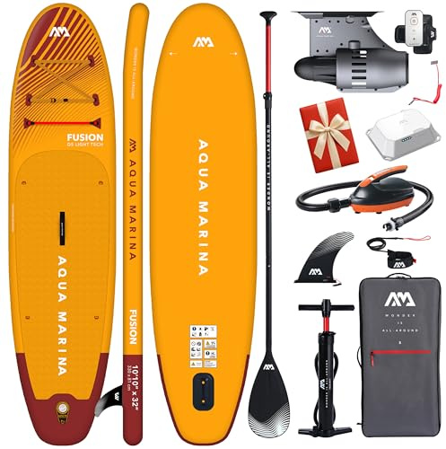 CampSup Aqua Marina E-Fusion 10'10 SUP Board mit Motor BLUEDRIVE S, aufblasbares Allround Stand Up Paddle Board 330x81x15 cm, 4–6 km/h, 150 kg
