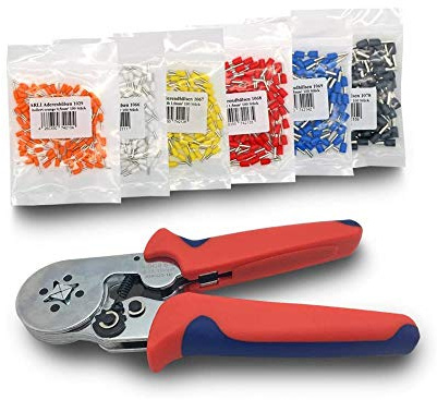 Crimpzange Aderendhülsen 600 Set 0,25-6 mm² Orange Weiss Gelb Rot Blau Grau Aderendhülse zum crimpen mit Crimp Zange Stecker Hülse kfz Draht Elektro Kabelschuhe ARLI Selbstjustierend