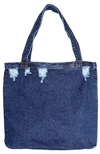 YunZh Reusable Grocery Bags Denim Tote Bag Casual Style Lightweight Classic Retro Travel Shopper Shoulder Handbag