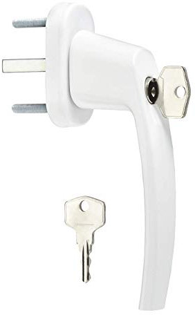 Maniglia per Finestra con Chiusura a Chiave (serratura generale) con Ingranaggio a 45° 28 x 151 x 62 mm Bianco Alluminio incl. Due Chiav di SO-TECH®