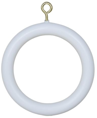 TENDAGGIMANIA Anneaux pour Rideaux en Bois Couleur Blanc - Lot de 10 Crochets pour Rideaux en Bois Diamètre Intérieur 50 MM - Anneaux pour tringles à Rideau