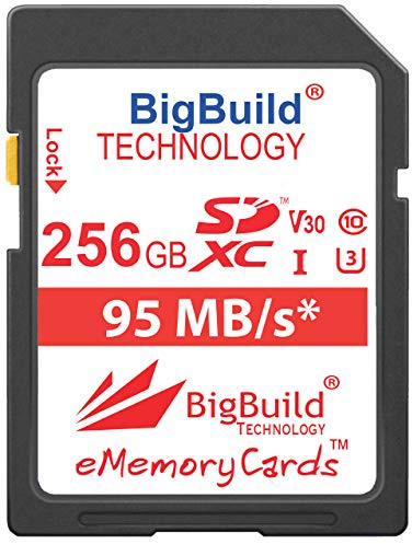 BigBuild Technology Carte mémoire UHS-I U3 pour appareil photo Canon EOS 1200D, 1300D, 2000D, 200D, 4000D, 5DS R, 77D, 800D, 80D, 9000D, 5D Mark IV, 6D Mark II, M100, M3, M5, M50, M6, R 256 Go