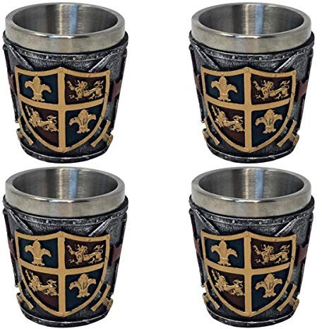 Unbekannt 4er Set Schnapsbecher Shotglas Wappen