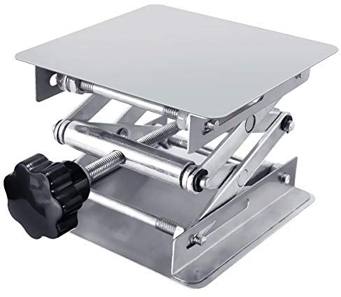 Sollevatore laboratorio 100 x 100mm Alta Qualità In Acciaio Inox Piattaforma di Sollevamento da Laboratorio Altezza Espandibile da 45mm a 160mm Peso Supportato 5 kg