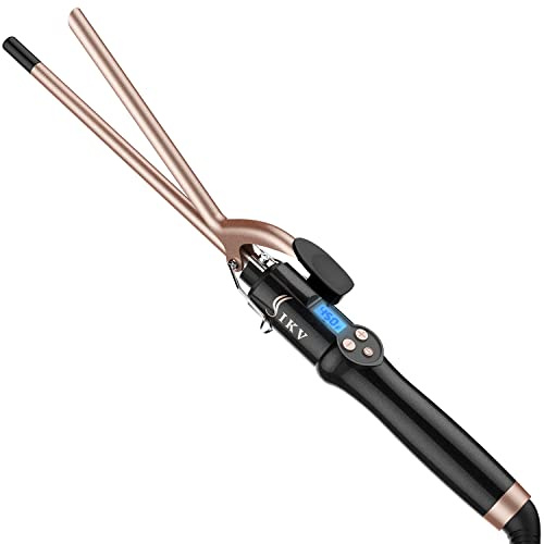 9mm Thin Curling Tong Extra Long Barrel,110-210°C,Micro Spiral Curls | 100-240V Dual Voltage Curling Iron For Travel，Small Curling Wand 9mm for Short Hair,Ceramic Tourmaline