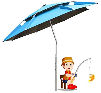Sombrilla de playa, abrazadera de sombrilla de patio, sombrilla de playa portátil con bolsa de transporte, poste de aluminio inclinable, para cubierta, cubierta de piscina, gradas, puertas traseras