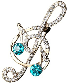 Kristall-Brosche mit Musiknoten, elegante Notenschlüssel-Brosche, Anstecknadel für Damen und Mädchen, Schal, Pullover, Hochzeit, Weihnachten, Kostüm-Zubehör, Metall, Strass