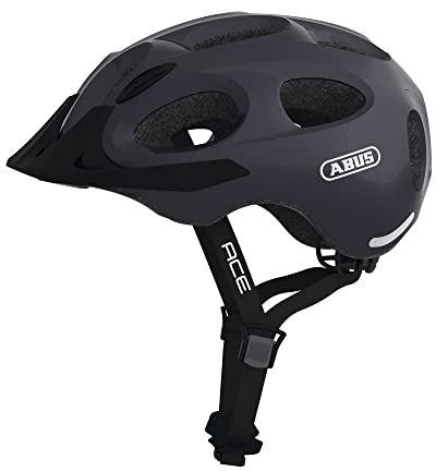 ABUS Stadthelm Youn-I ACE - mit integriertem LED-Rücklicht - Fahrradhelm für den Alltag - Damen und Herren - Titan Glänzend, Größe L, Sparkling Titan, L (56-61 cm)
